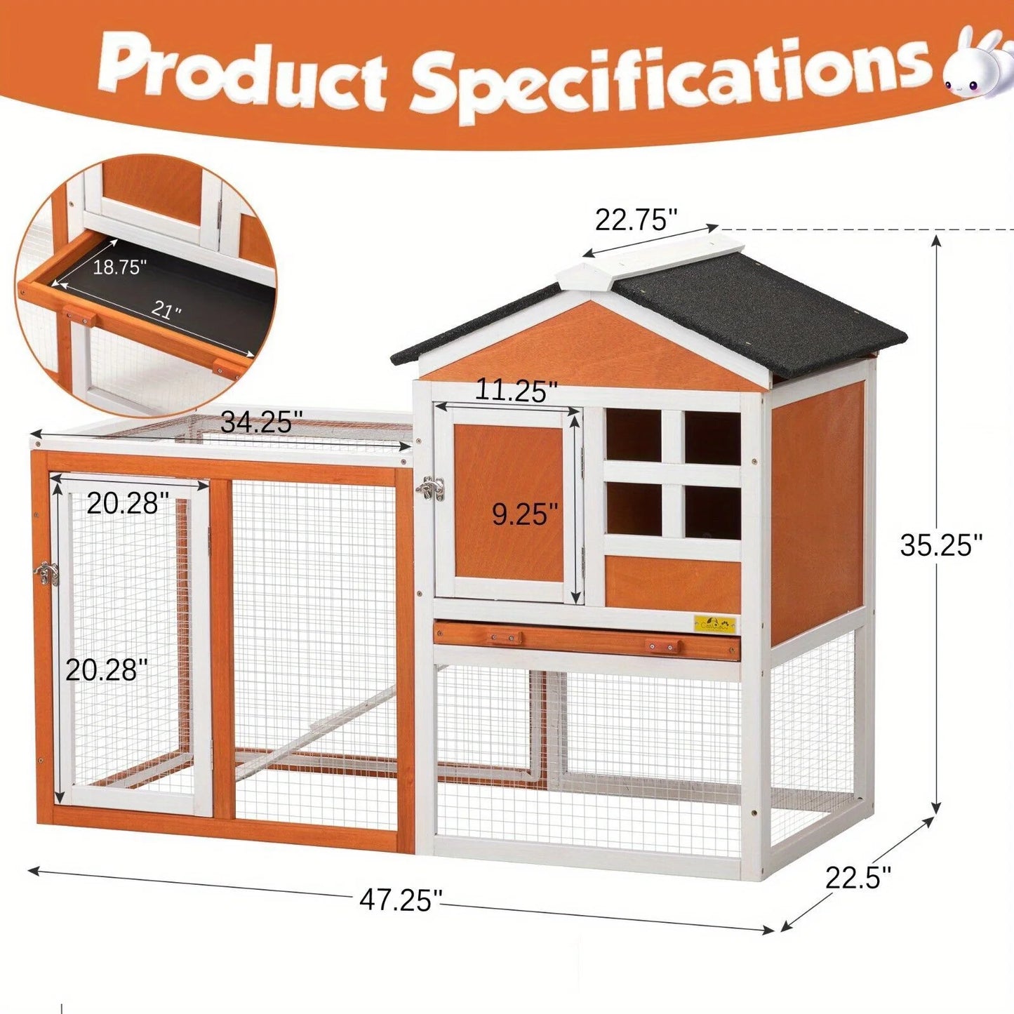 Wooden Rabbit Hutch and Chicken Coop Outdoor Habitat