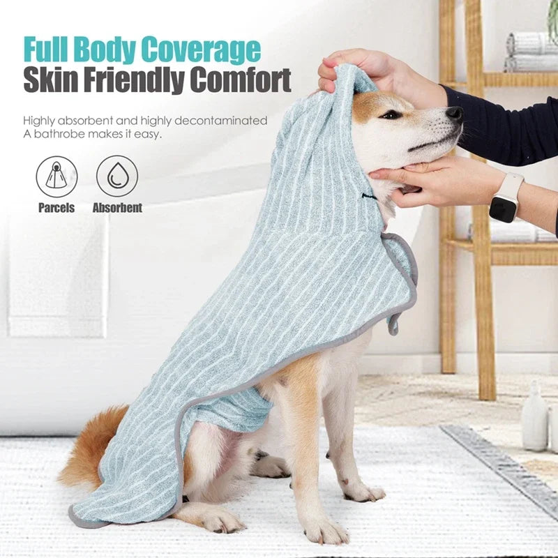 Pet Bathrobe Coat Fast Water Absorbent Towel For Dogs Cats
