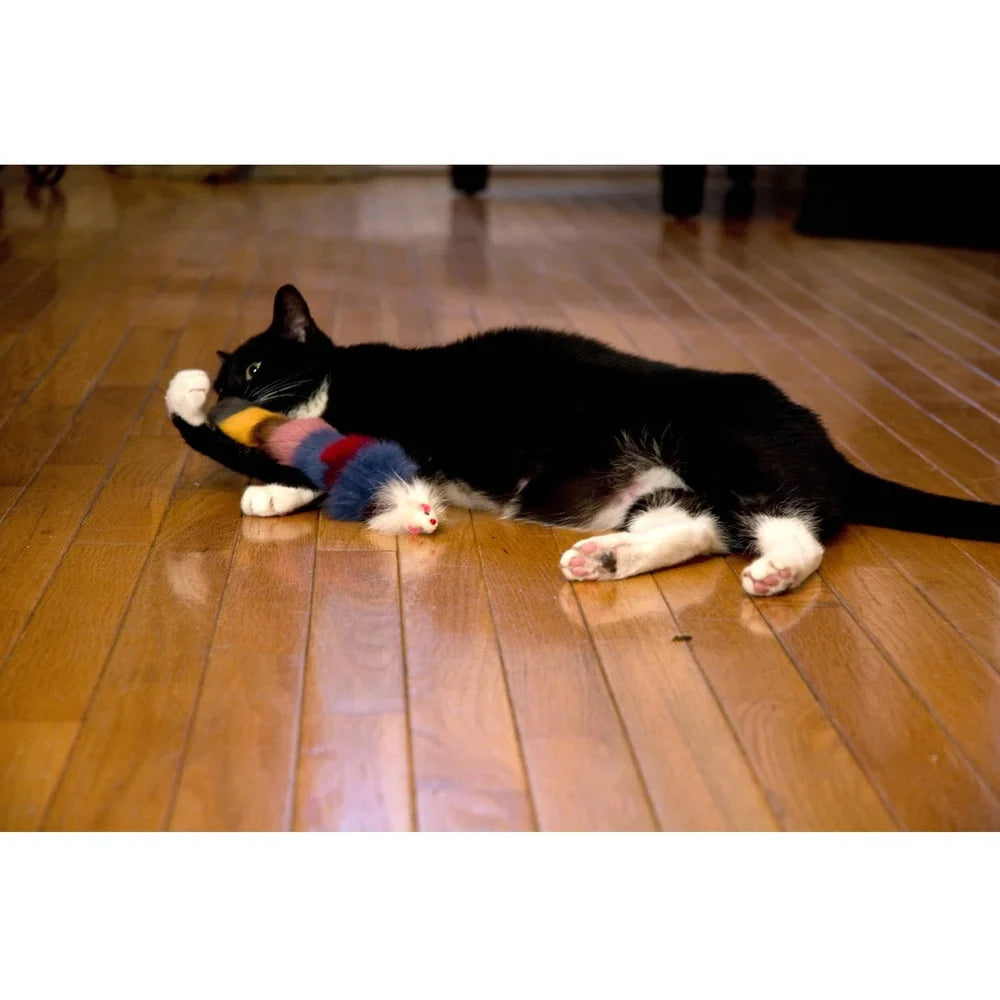 XMSJ Multi-Colored Fur Weasel Toy for Interactive Cat Play