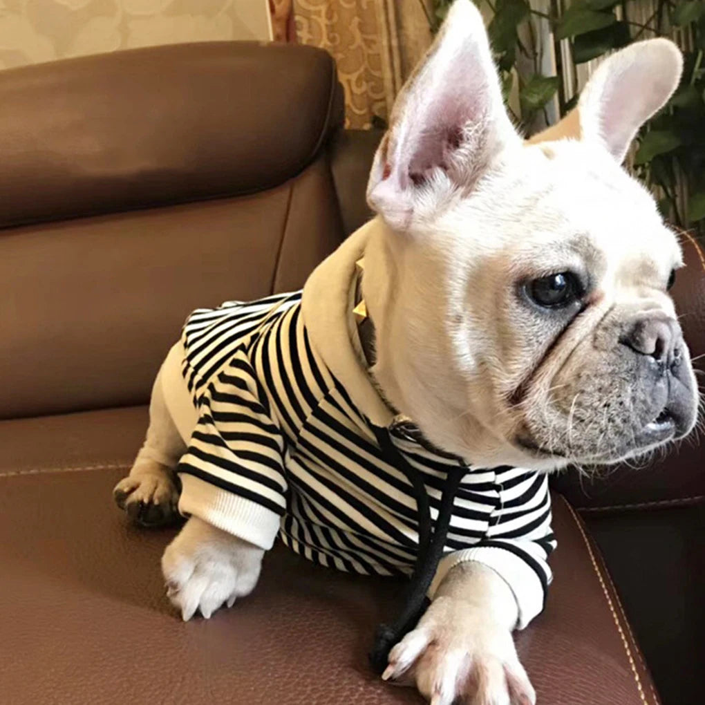 Hign-concerned Striped Cotton Hoodie Dog Sweater For Pets