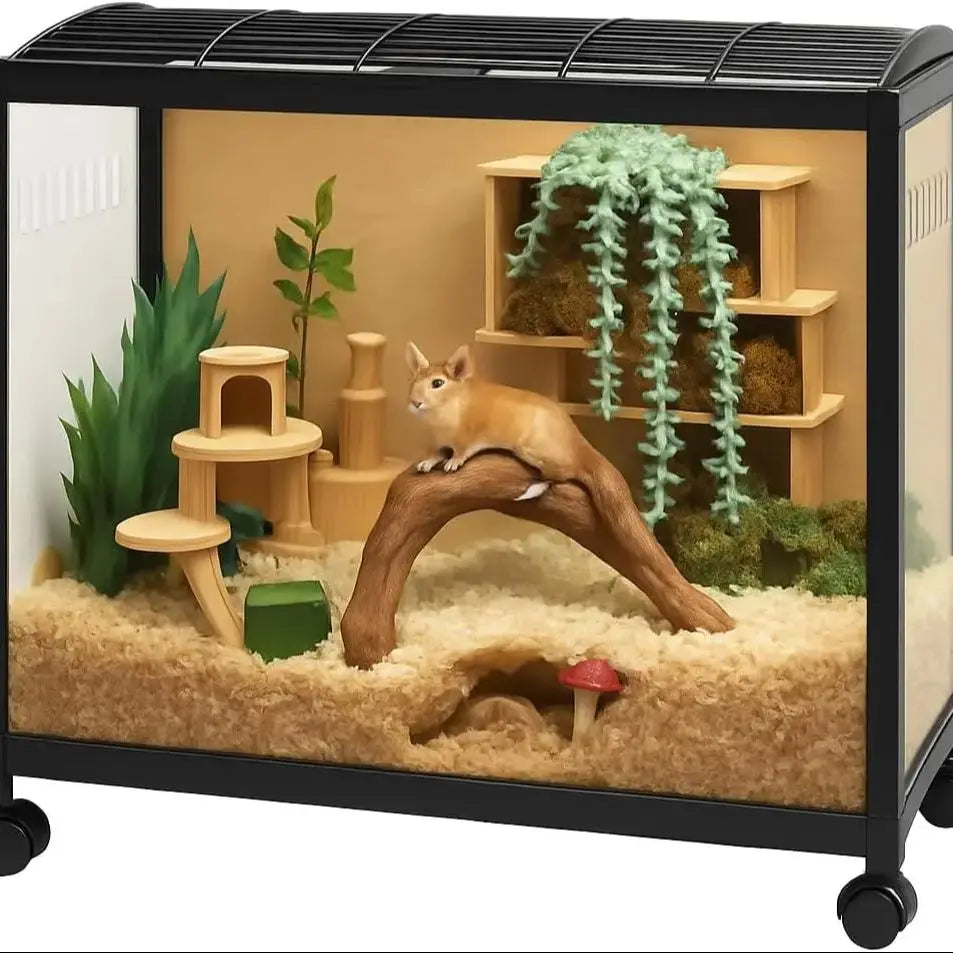Chew Proof Hamster Cage With 360 Degree View And Wheels