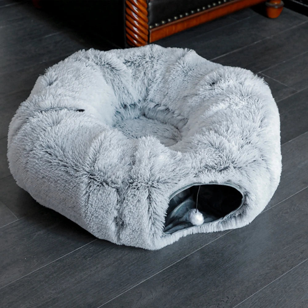 Guangdong Cat Tunnel Bed With Plush Mat Two Tunnels