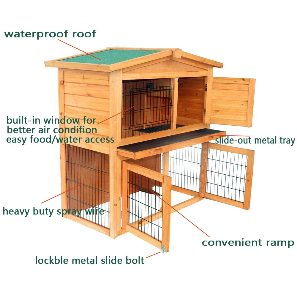 40 Inch Triangle Roof Waterproof Wooden Rabbit Hutch A Frame