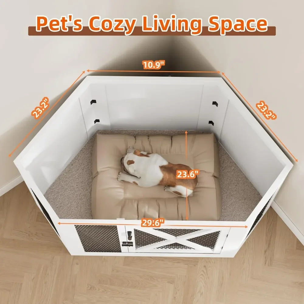 NoEnName_Null Corner Dog Crate Furniture Wooden Kennel End Table