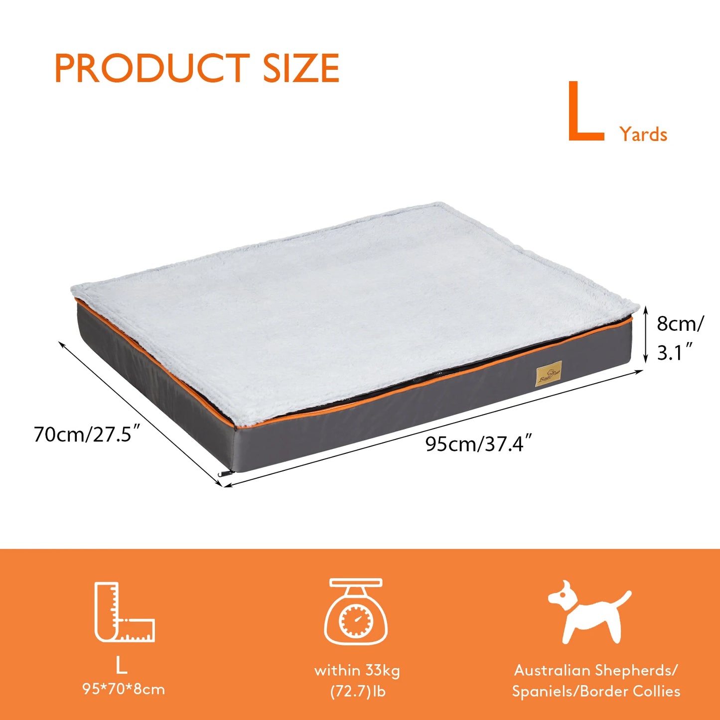 Bingopaw Large Orthopedic Dog Bed with Removable Washable Cover