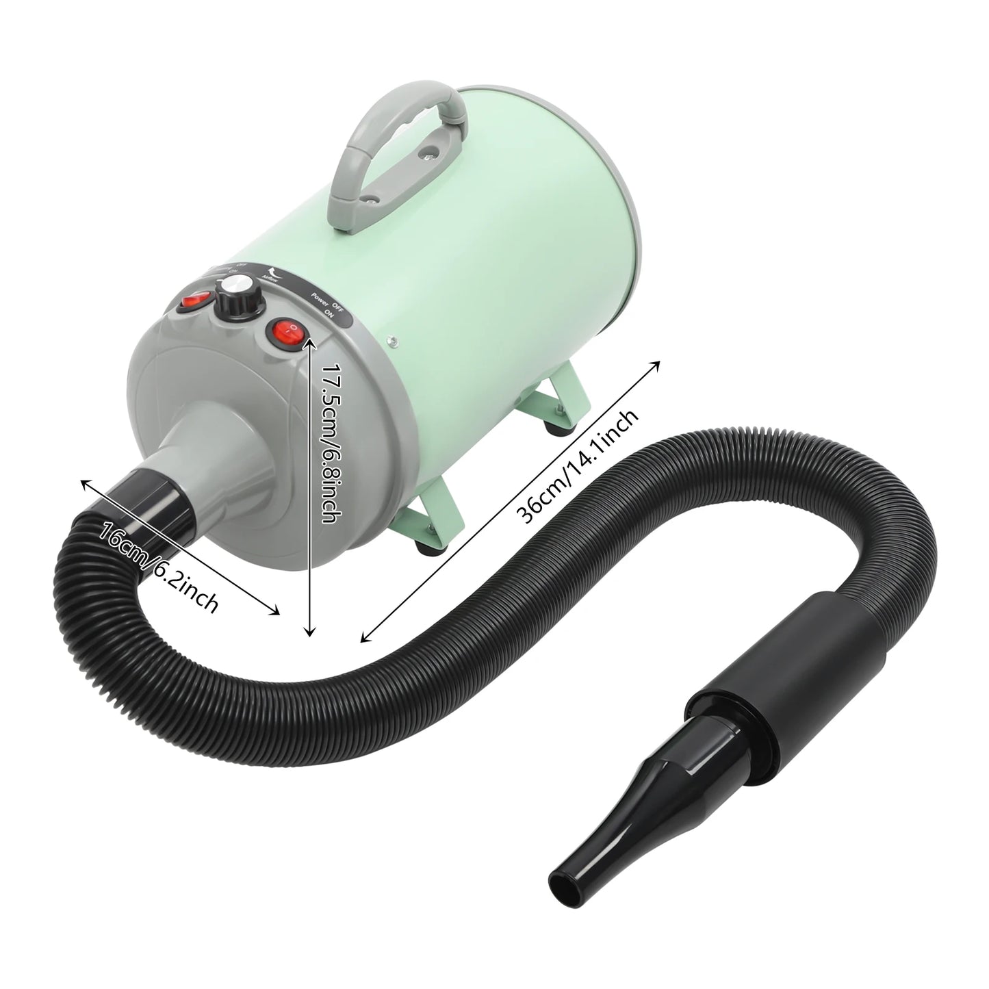 2200W Professional Pet Grooming Dryer with Adjustable Wind Speed and 4 Nozzles Low Noise Design for Dogs and Cats