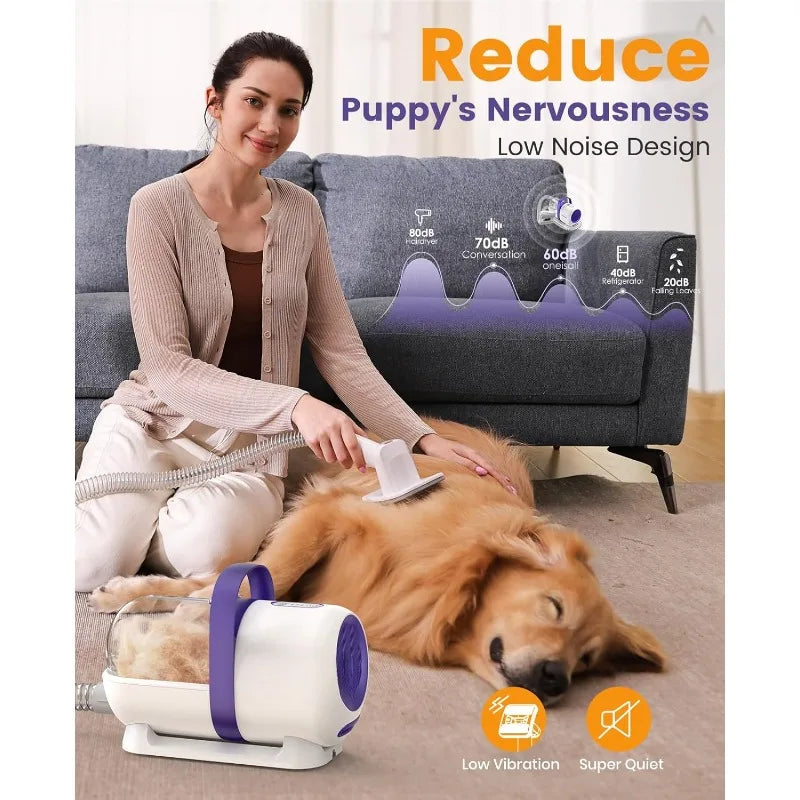 Grooming Kit Low Noise Dog Grooming Vacuum 12kpa Dog Vacuum for Shedding Pet Hair and Home Cleaning
