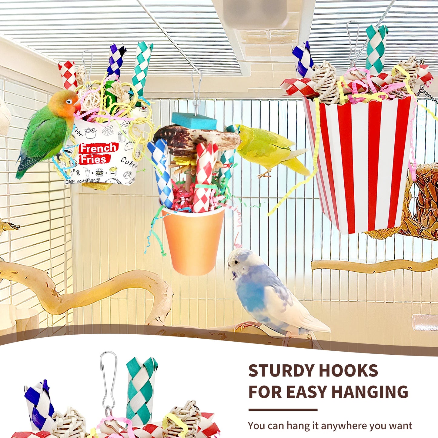 6 Pcs Bird Toy Shredding Chewing Toys For Parrots Training