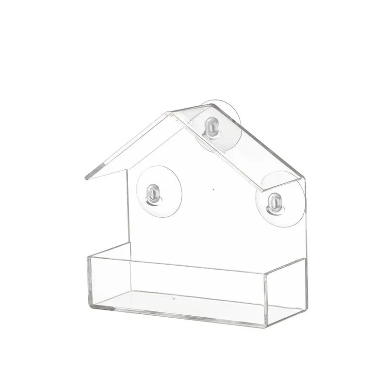 Transparent Window Bird Feeder With Suction Cups And Tray