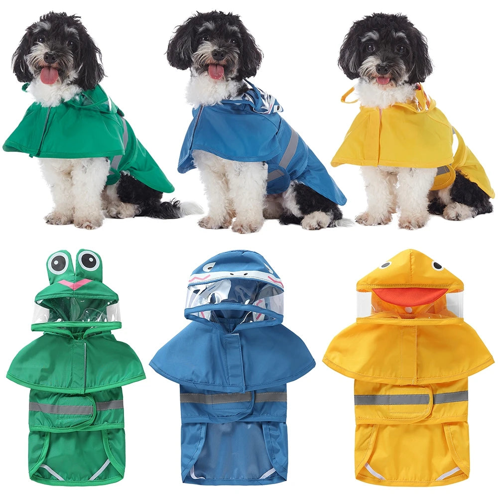 Fashionable Reflective Dog Raincoat Waterproof Hooded Jacket