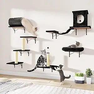Wall Mounted Cat Climber Set 7 In 1 With House Tree