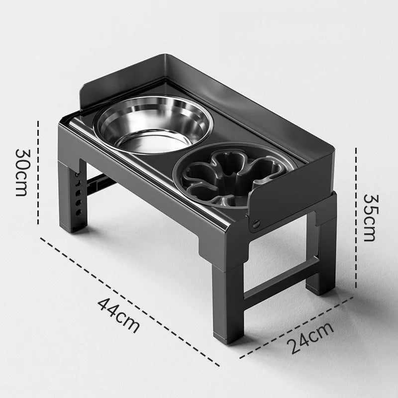 Hign Concerned Slow Feeder Bowl Elevated Adjustable Height