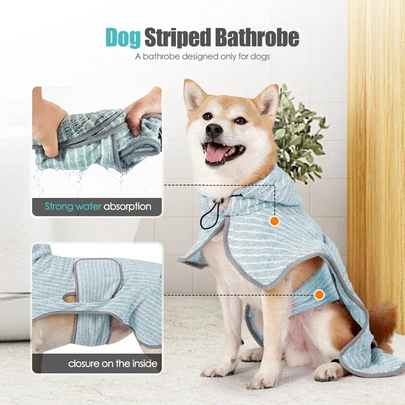 Pet Bathrobe Coat Fast Water Absorbent Towel For Dogs Cats