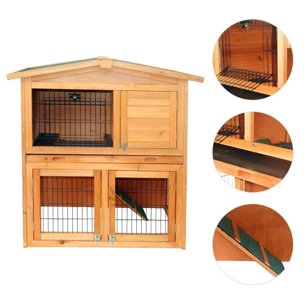 40 Inch Triangle Roof Waterproof Wooden Rabbit Hutch A Frame