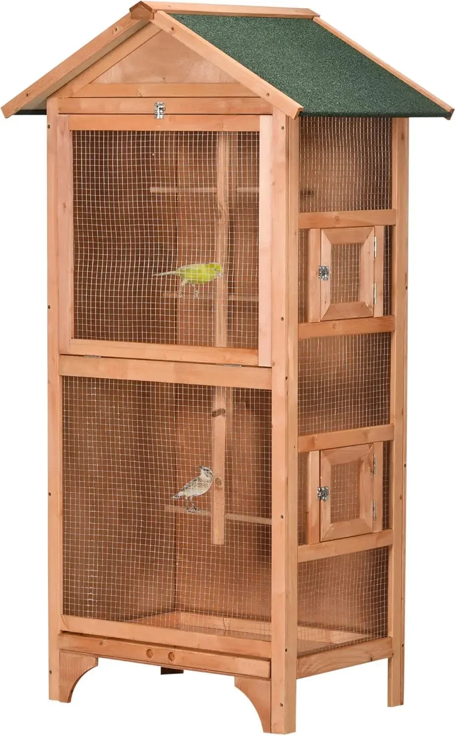 PEISIG Wooden Outdoor Bird Cage With Removable Bottom Tray