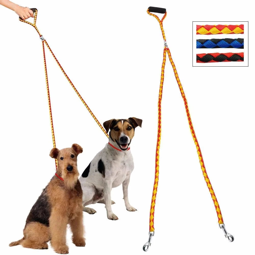 NoEnName Double Leash 360 Degree Rotation Knotless Pet Leash