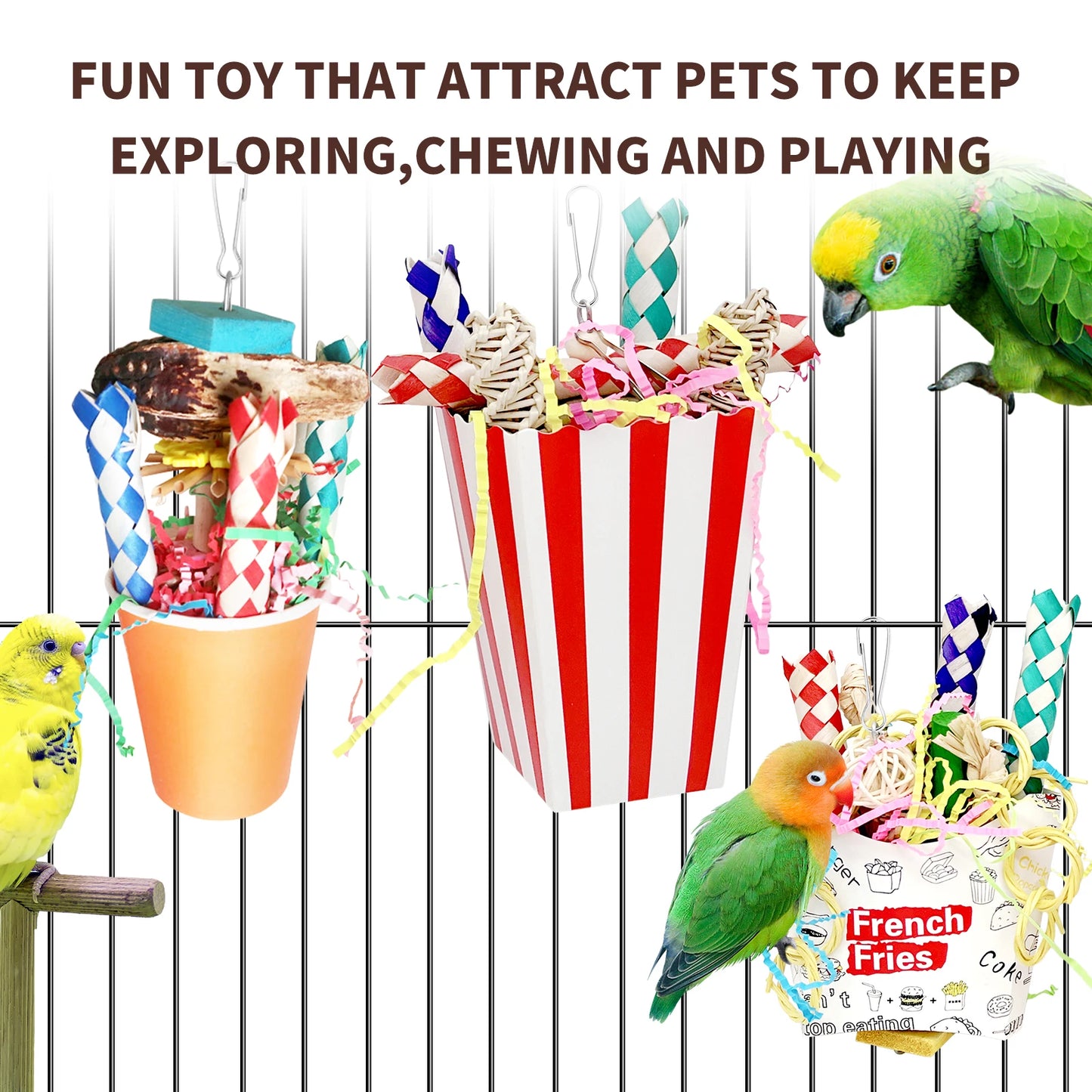 6 Pcs Bird Toy Shredding Chewing Toys For Parrots Training