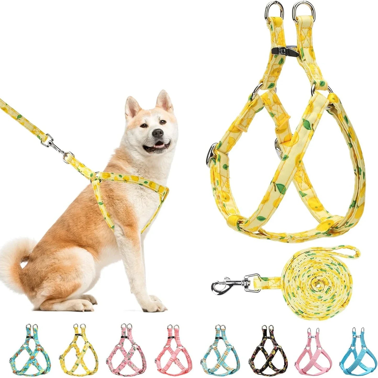 Cute Adjustable No Pull Vest Harness And Leash Set For Dogs