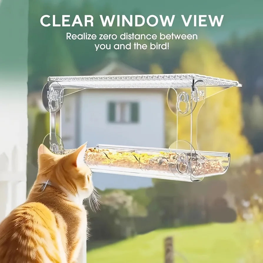 Indestructible Window Bird Feeder With Removable Seed Tray