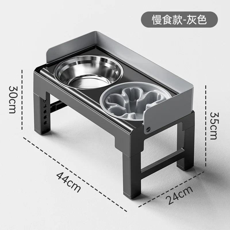 Hign Concerned Slow Feeder Bowl Elevated Adjustable Height