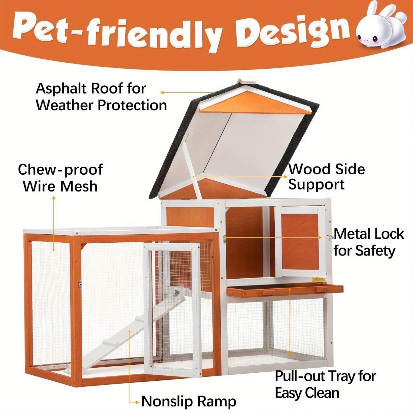 Wooden Rabbit Hutch and Chicken Coop Outdoor Habitat