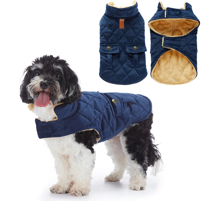 Guangdong Winter Plush Dog Jackets with Double Pockets