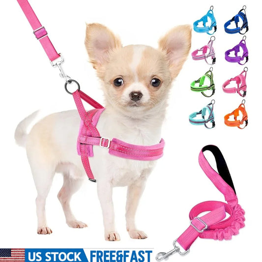 Soft Padded Dog Harness Leash Adjustable Reflective Vest