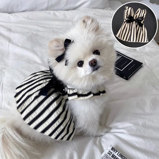 Big Bow Striped Dog Princess Dress For Dogs Everywhere