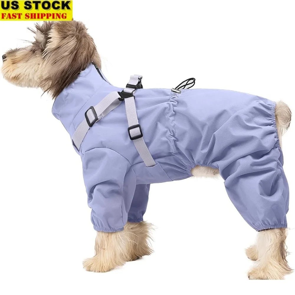 Waterproof Dog Raincoat With Harness For Small Dogs Outdoor