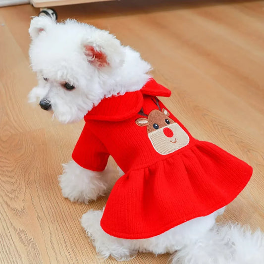 Pet Skirt Dress Warm Winter Christmas Small Dog Clothes