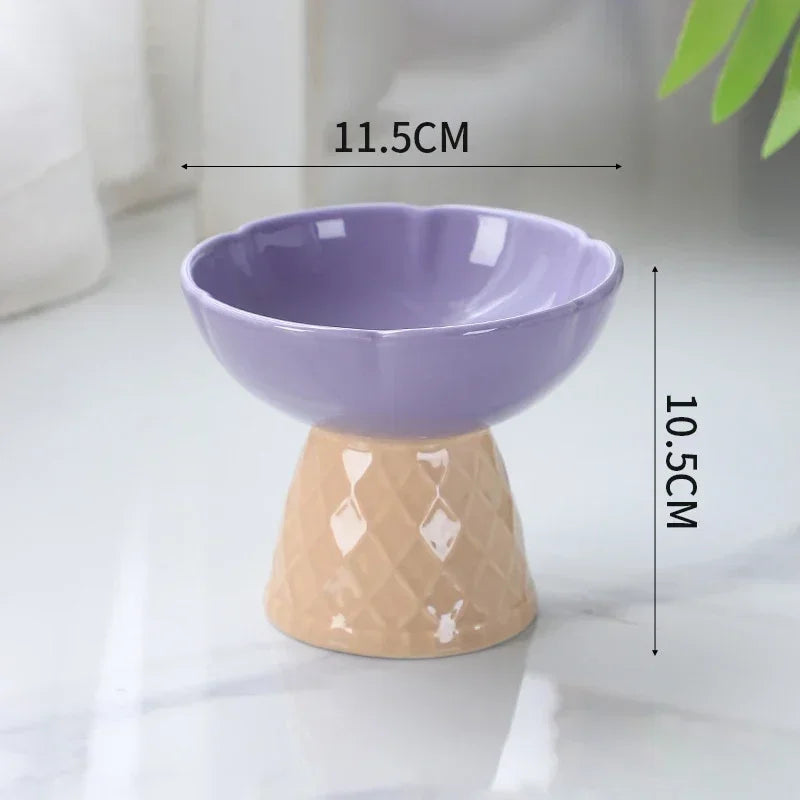 Cat Raised Ceramic Bowl Cute Pet Food Water Feeding Bowls Elevated Tilted Puppy Dog Drinking Eating Bowl Pet Supplies