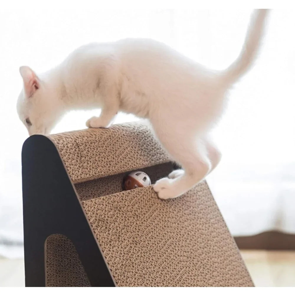 Cat Scratching Board with Tunnel Holes and Toy Balls