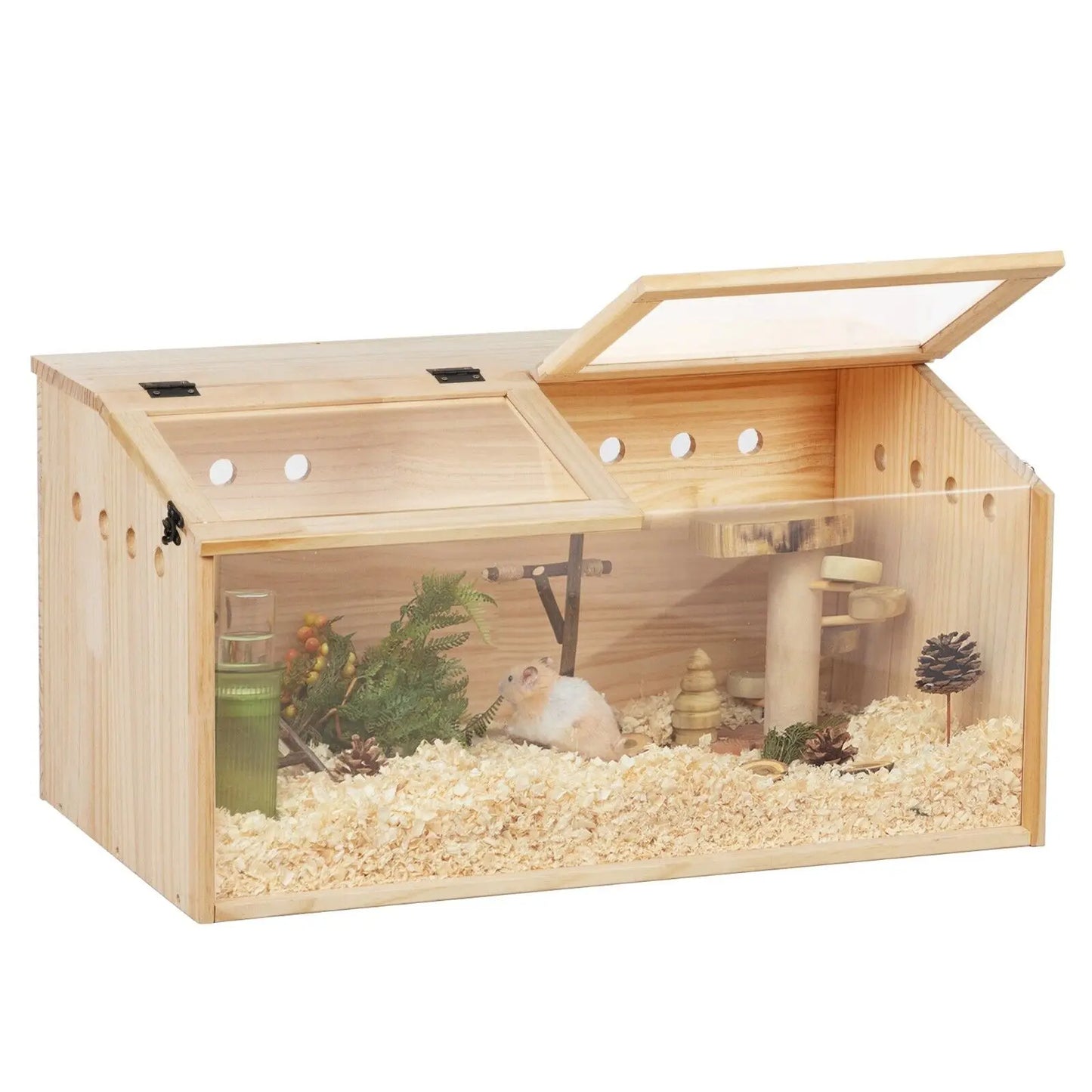 Wooden Hamster Cage And Hutch With Openable Top Hideout