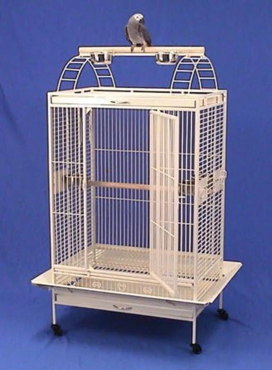 Eggshell White Large Parrot Cage 32W x 22D x 64H for Birds