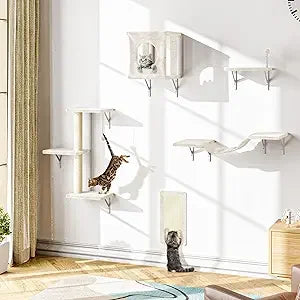 Wall Mounted Cat Climber Set 7 In 1 With House Tree