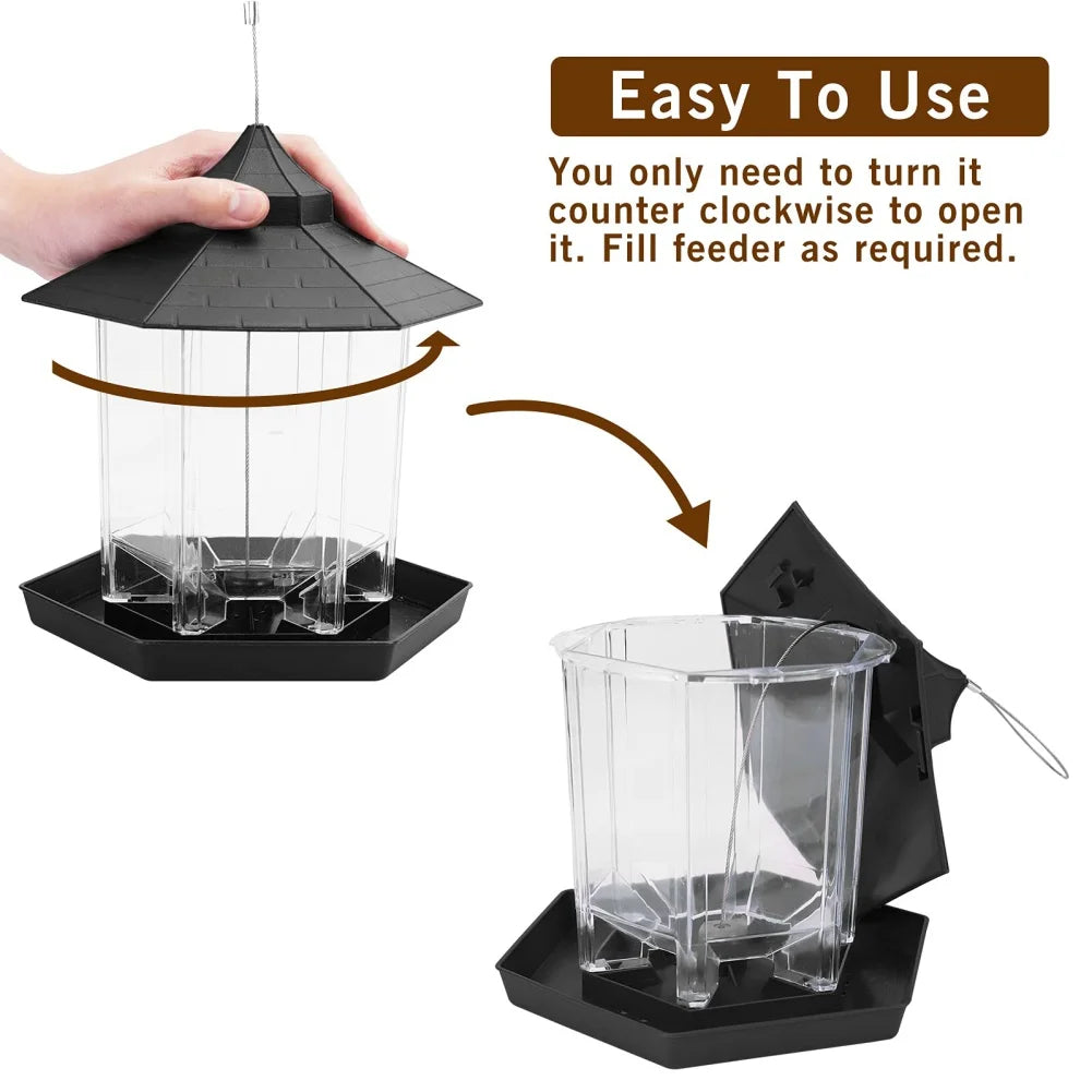 Hangable Waterproof Outdoor Bird Feeder With Hanging Rope