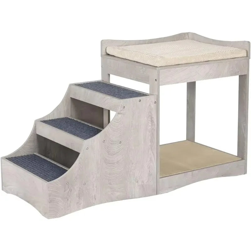 Multi Level Pet Bunk Bed With Removable Step Window Perch