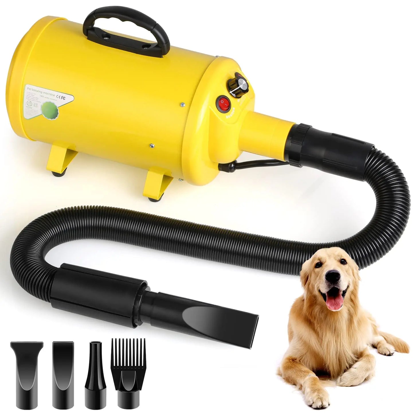 Dog Hair Dryer 3.8HP 2800W Pet Grooming Blower for Large Dogs Adjustable Heat and Speed