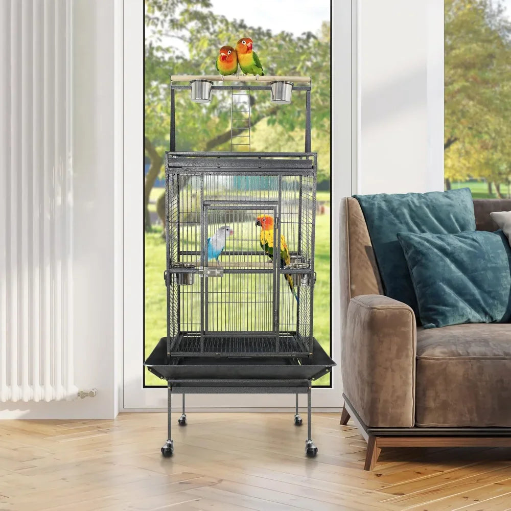 PEISI Bird Cage With Stand Perch For Parrots And Birds