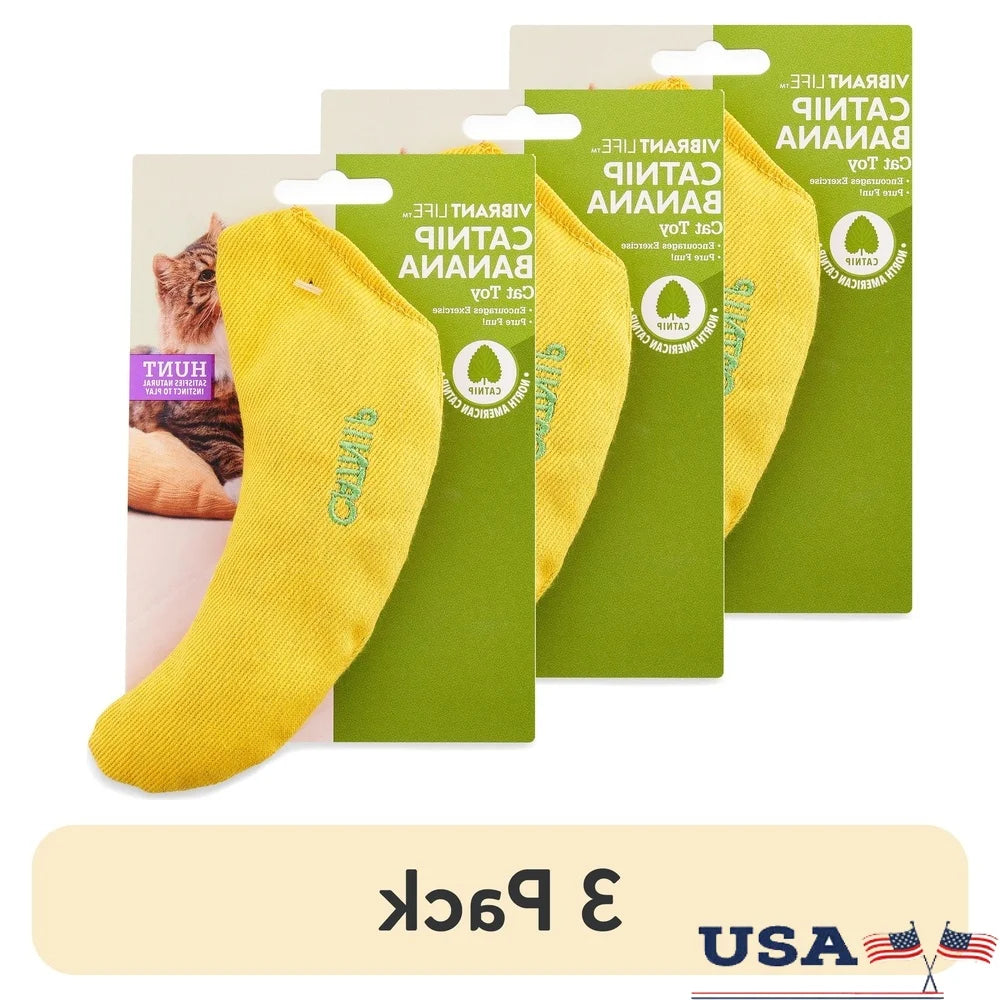 XMSJ Catnip Filled Banana Shaped Cat Toy 3 Pack