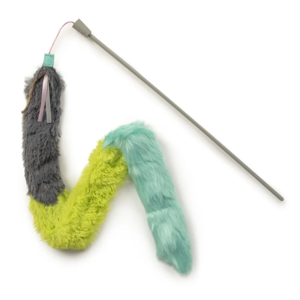 XMSJ Extra Long Breakaway Plush Wand Cat Toy with Ribbons