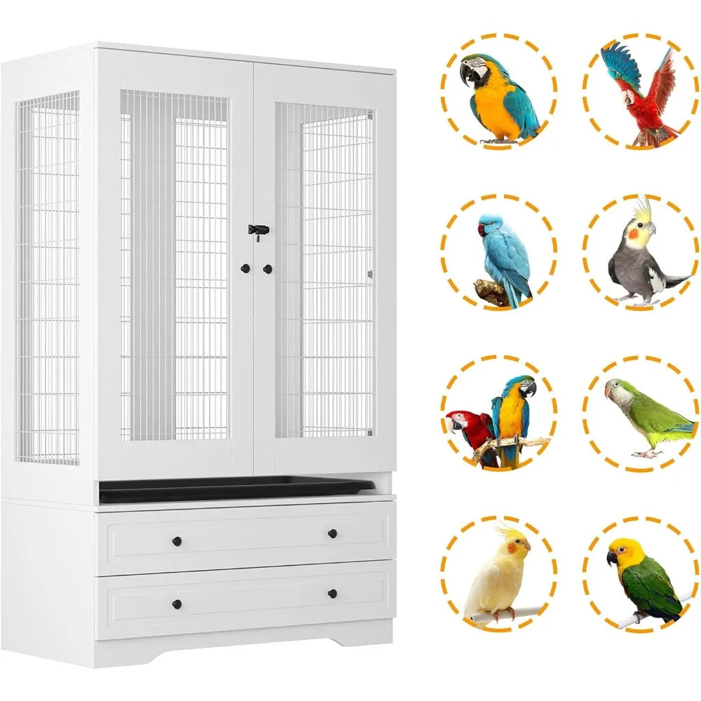 Large Bird Flight Cage With Removable Tray And Drawers