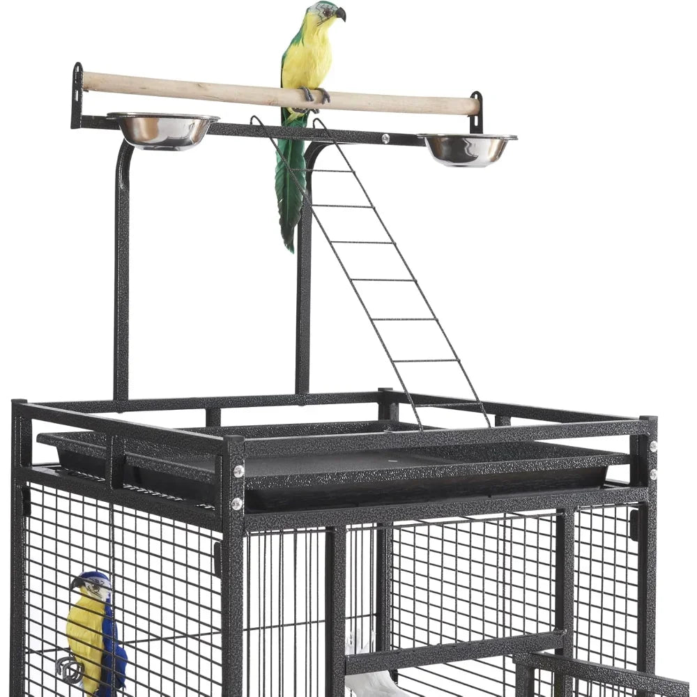 PEISIM Parrot Cage Metal Flight Aviary With Rolling Stand