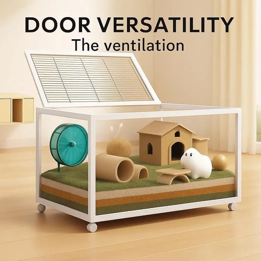 Chew Proof Hamster Cage With 360 Degree View And Wheels