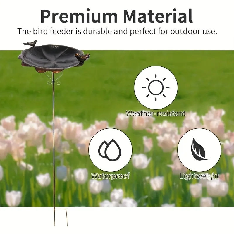 Metal Leaf Bird Feeder Stake Waterproof Outdoor Garden