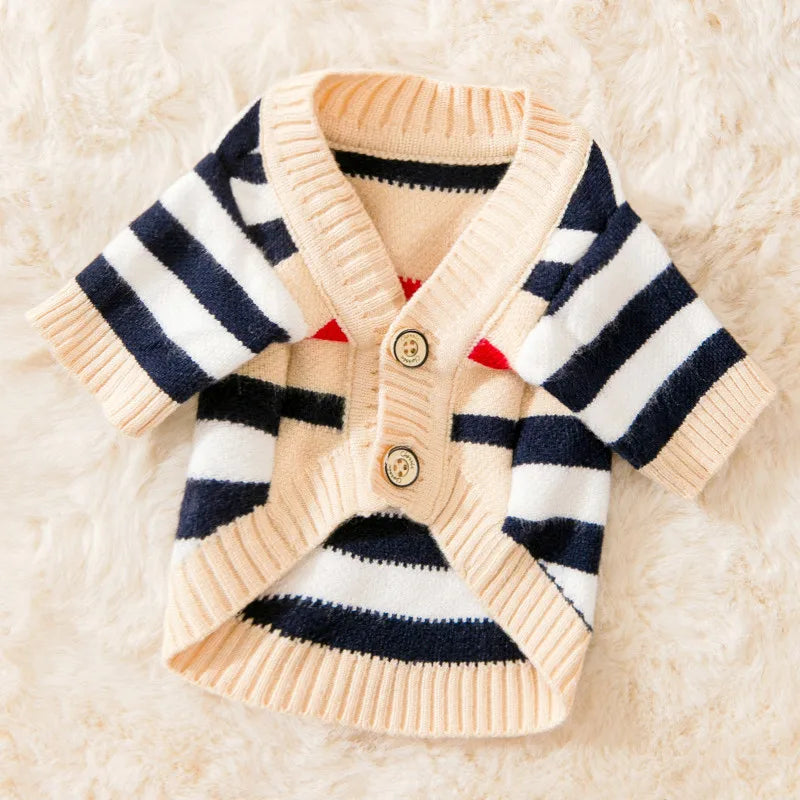 Doggyzstyle Winter Striped Knitted Dog Cardigan For Small Pets