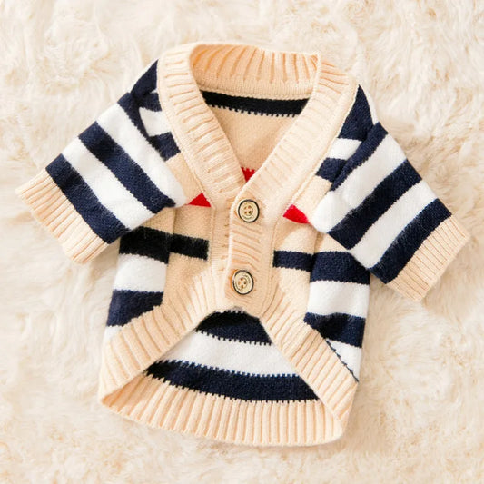 Doggyzstyle Winter Striped Knitted Dog Cardigan For Small Pets
