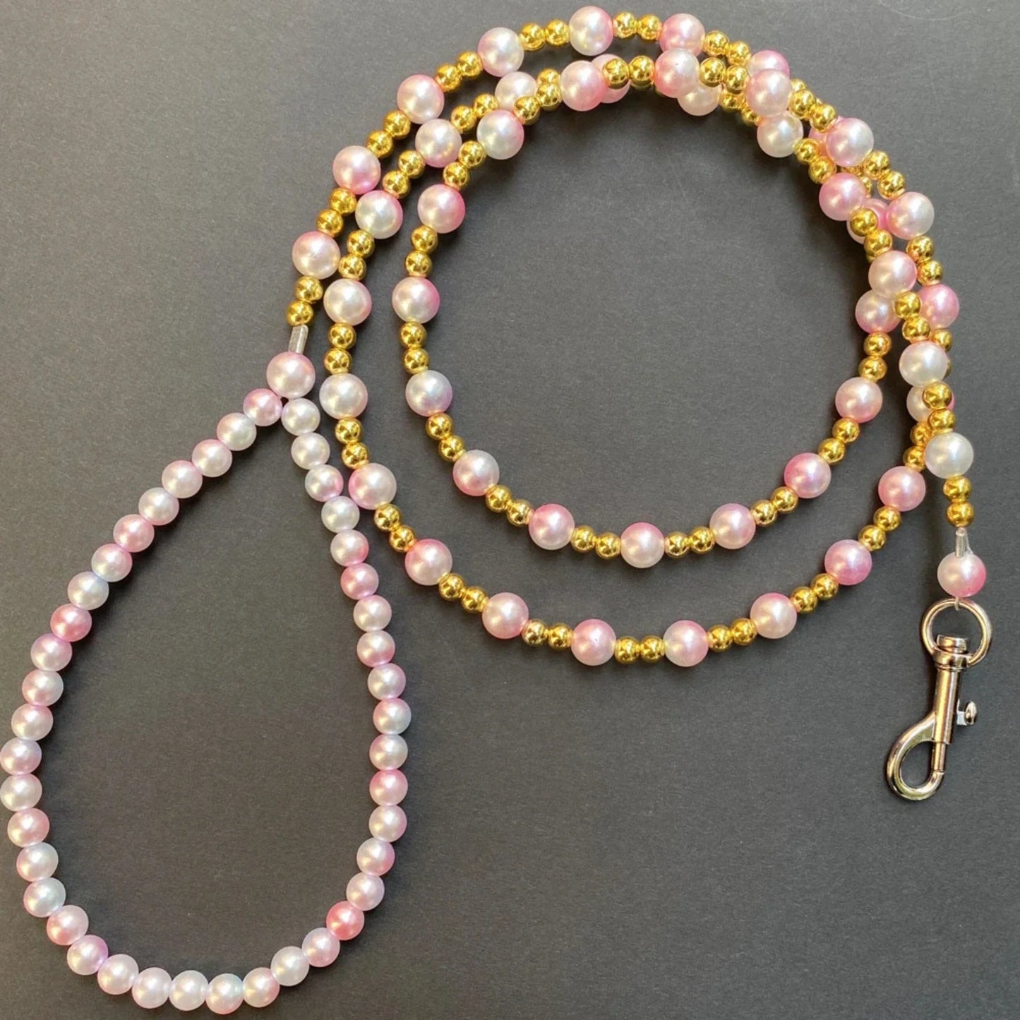 Luxury Pearl Beads Dog Harness Leash 8 Wire Chain Dogs