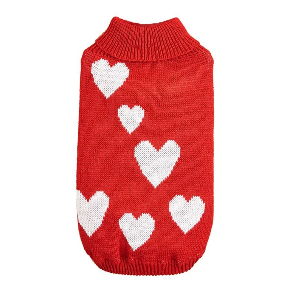 Warm Heart Pattern Pet Sweater Knitwear For Cats And Dogs