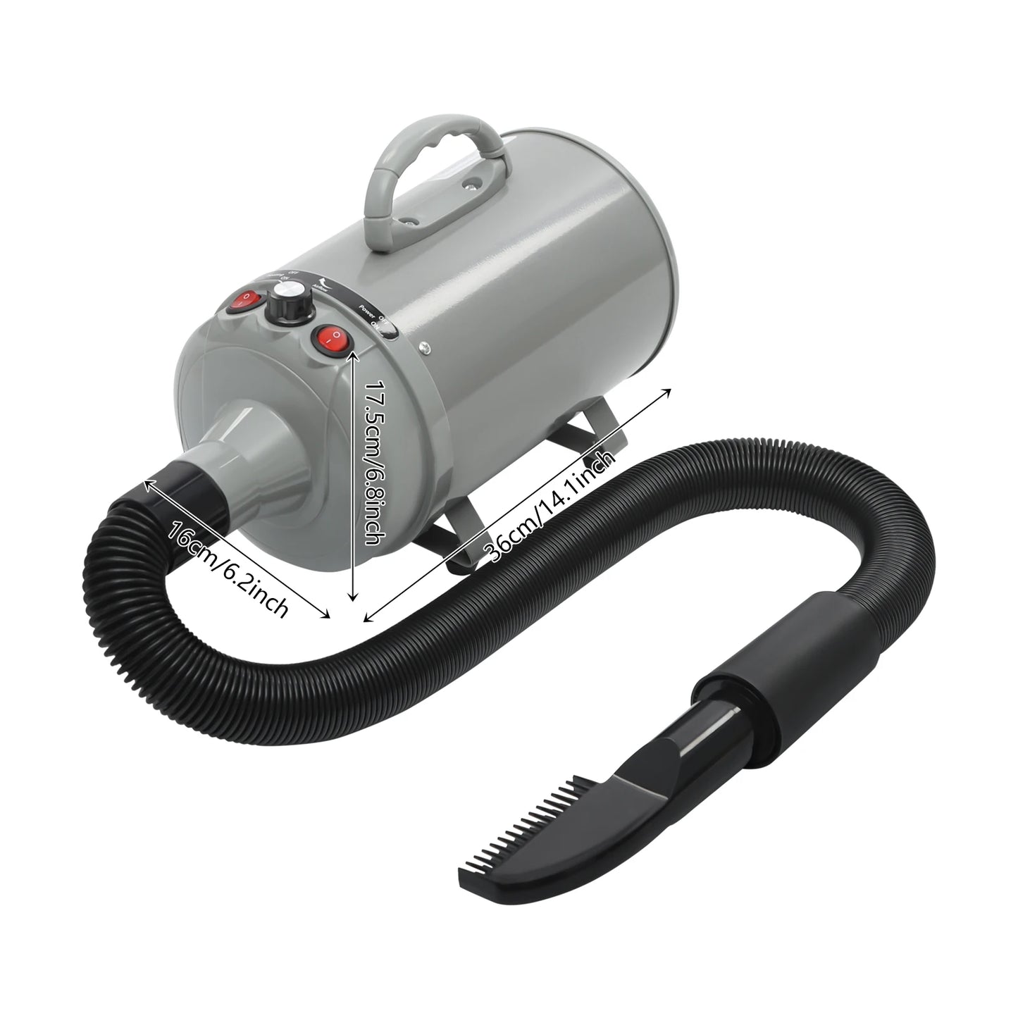 2200W Professional Pet Grooming Dryer with Adjustable Wind Speed and 4 Nozzles Low Noise Design for Dogs and Cats